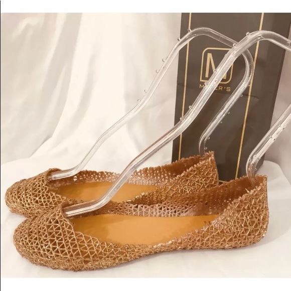 Makers of True Originals Shoes - Maker's 8M Gold Mesh Sheer Jelly Rubber Love Flat